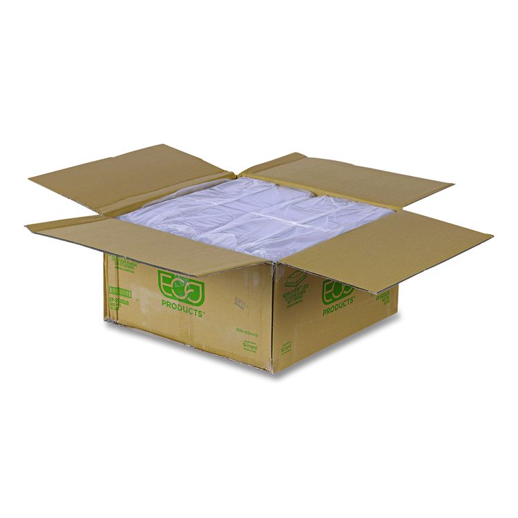 Renewable and Compostable Lids, Fits 5" Square Containers, Clear, Plastic, 50/Pack, 8 Packs/Carton