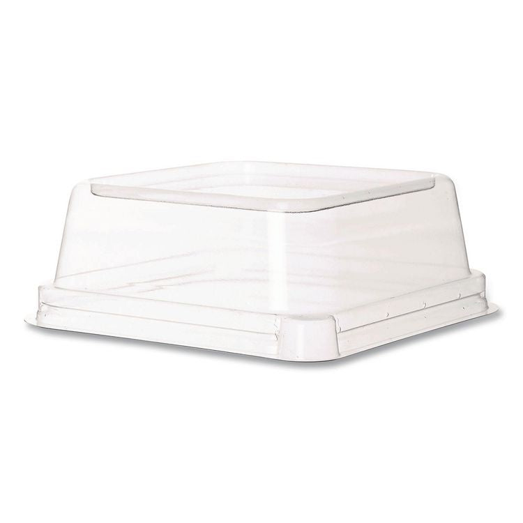 Renewable and Compostable Lids, Fits 5" Square Containers, Clear, Plastic, 50/Pack, 8 Packs/Carton
