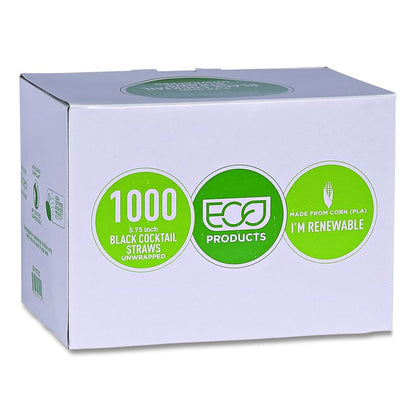 Unwrapped Straw, 5.75", Plastic, Black, 20,000/Carton