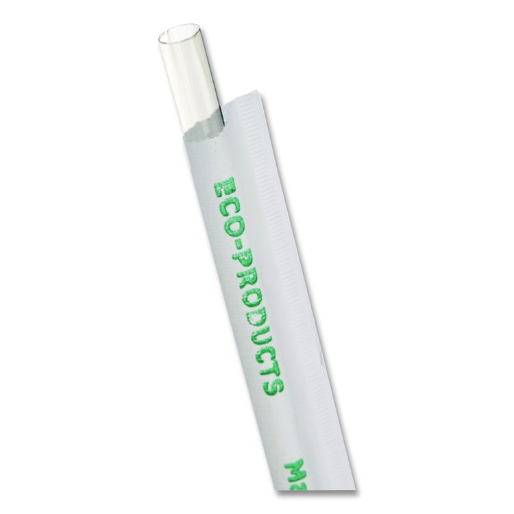 Clear Wrapped Straw, 7.75", PLA, 400/Pack, 24 Packs/Carton