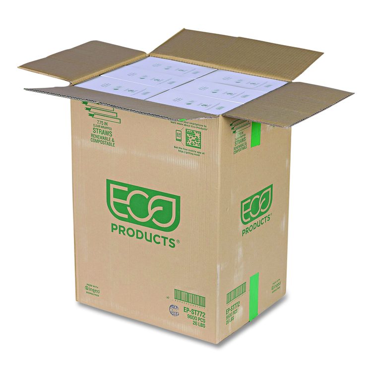 Wrapped Straw, 7.75", Plastic, Green, 9,600/Carton