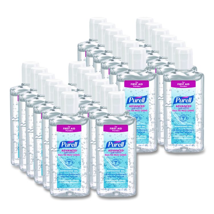 Advanced Hand Sanitizer Refreshing Gel, 4 oz Flip-Cap Bottle, Clean Scent, 24/Carton