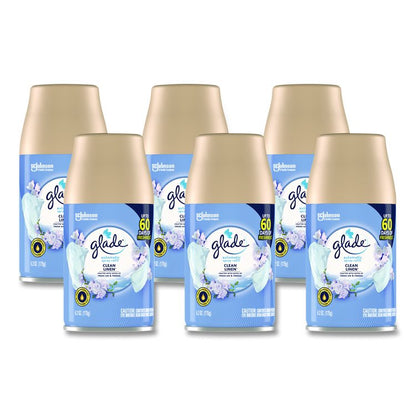 Automatic Air Freshener, Clean Linen, 6.2 oz Spray Can, 6/Carton