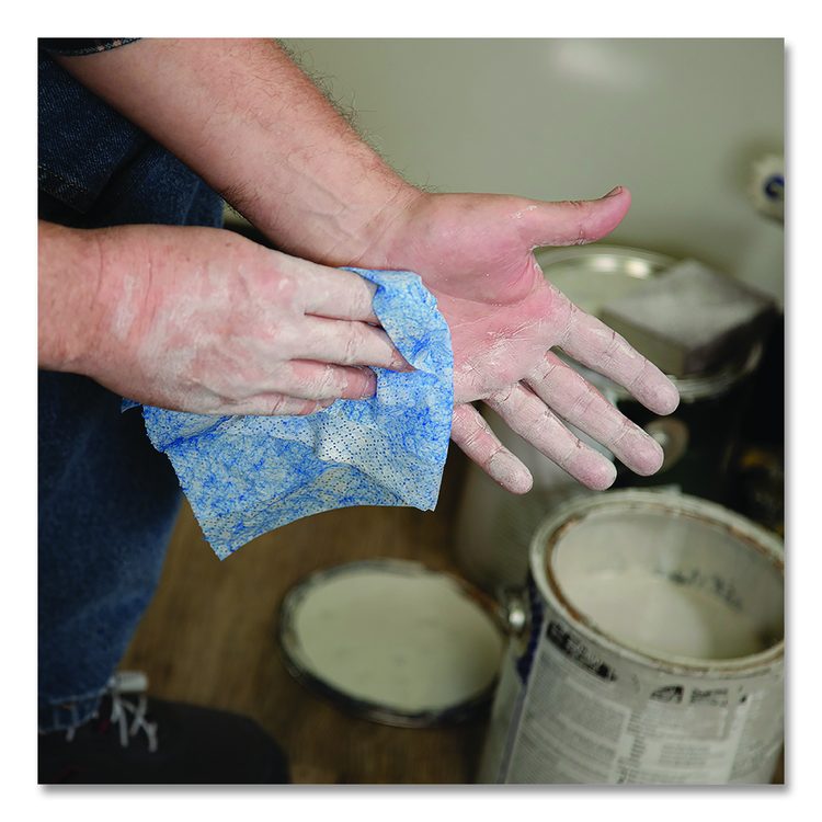 Hand Cleaner Towels, 1-Ply, 10 x 12, Citrus, Blue/White, 72/Bucket, 6 Buckets/Carton