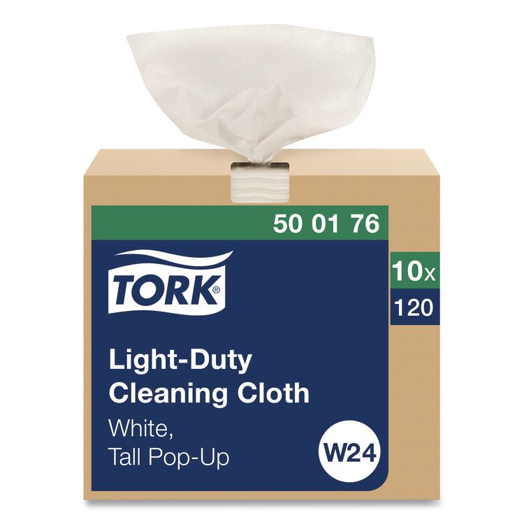 Light Duty Cleaning Cloth Pop Up Box, 1-Ply, 8.3 x 16.1, White, 120 Cloths/Pack, 10 Packs/Carton