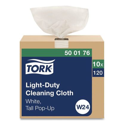 Light Duty Cleaning Cloth Pop Up Box, 1-Ply, 8.3 x 16.1, White, 120 Cloths/Pack, 10 Packs/Carton
