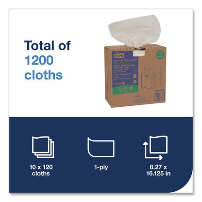 Light Duty Cleaning Cloth Pop Up Box, 1-Ply, 8.3 x 16.1, White, 120 Cloths/Pack, 10 Packs/Carton