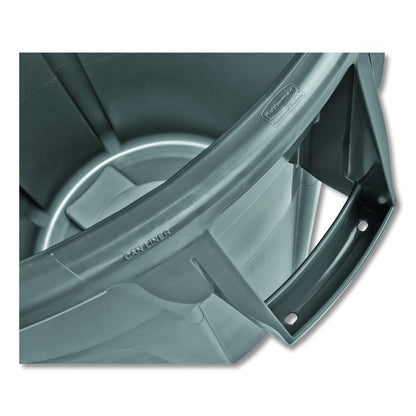 Vented Round Brute Container, 10 gal, Plastic, Gray