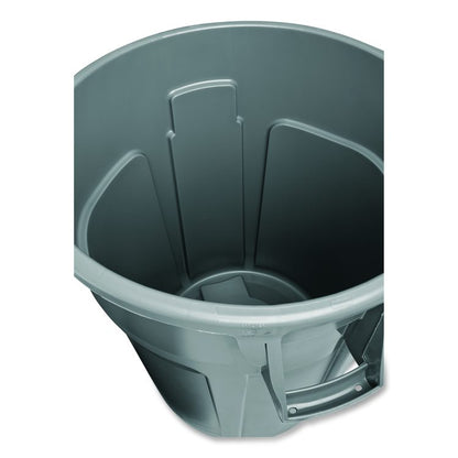 Vented Round Brute Container, 10 gal, Plastic, Gray