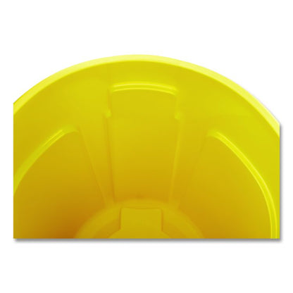 Vented Round Brute Container, 20 gal, Plastic, Yellow