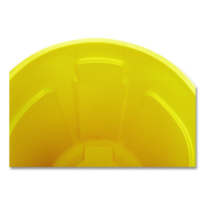 Vented Round Brute Container, 32 gal, Plastic, Yellow