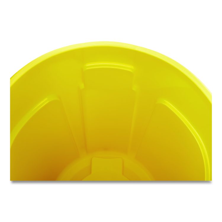 Vented Round Brute Container, 44 gal, Plastic, Yellow