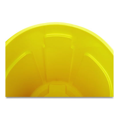 Vented Round Brute Container, 44 gal, Plastic, Yellow