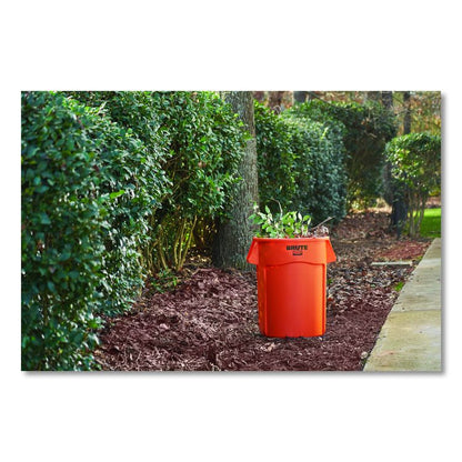 Brute Round Container, 44 gal, Plastic, Orange