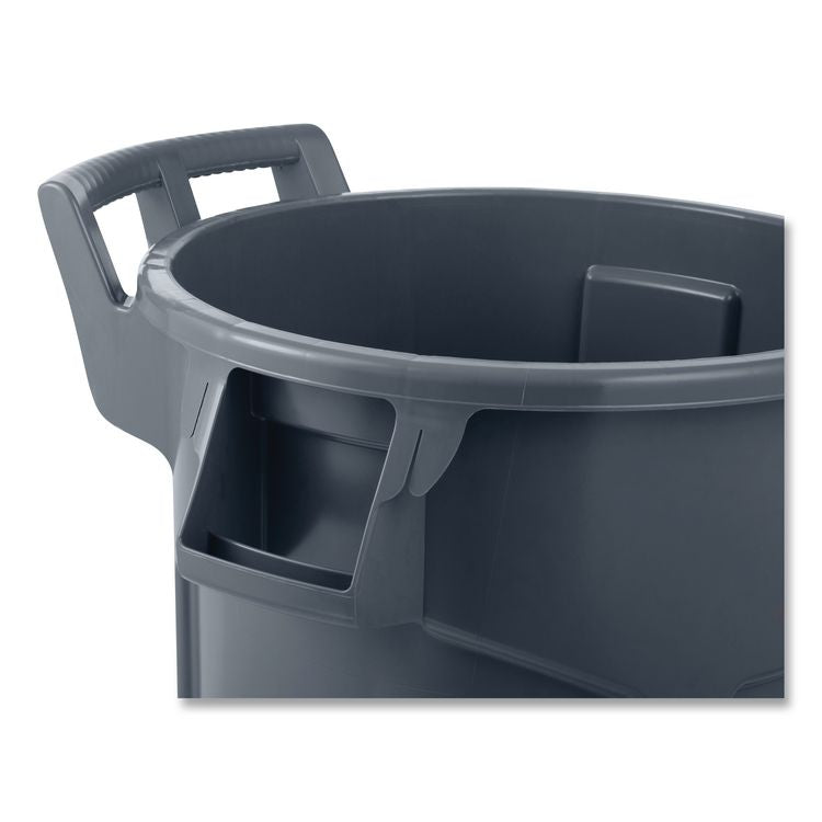 Vented Wheeled BRUTE Container, 44 gal, Plastic, Gray