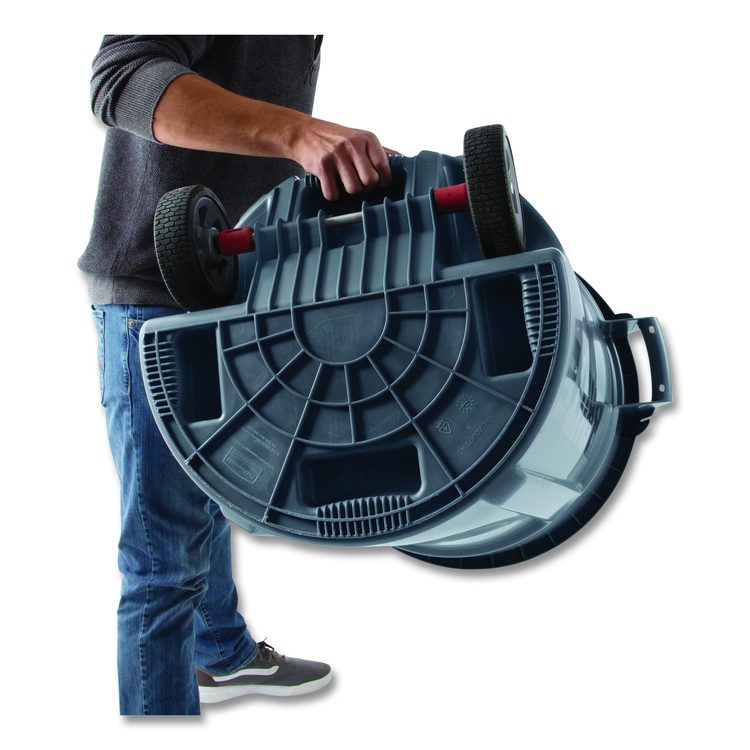 Vented Wheeled BRUTE Container, 44 gal, Plastic, Gray