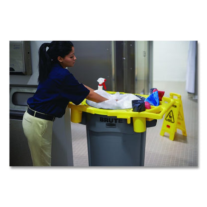 BRUTE Standard Brute Rim Caddy, Four Compartments, Fits 32.5" Diameter Cans, 26.5 x 6.75, Yellow