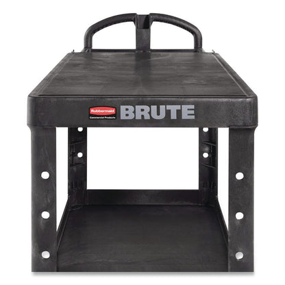 Heavy-Duty Utility Cart with Flat Shelves, Plastic, 2 Shelves, 500 lb Capacity, 25.25" x 54" x 36", Black