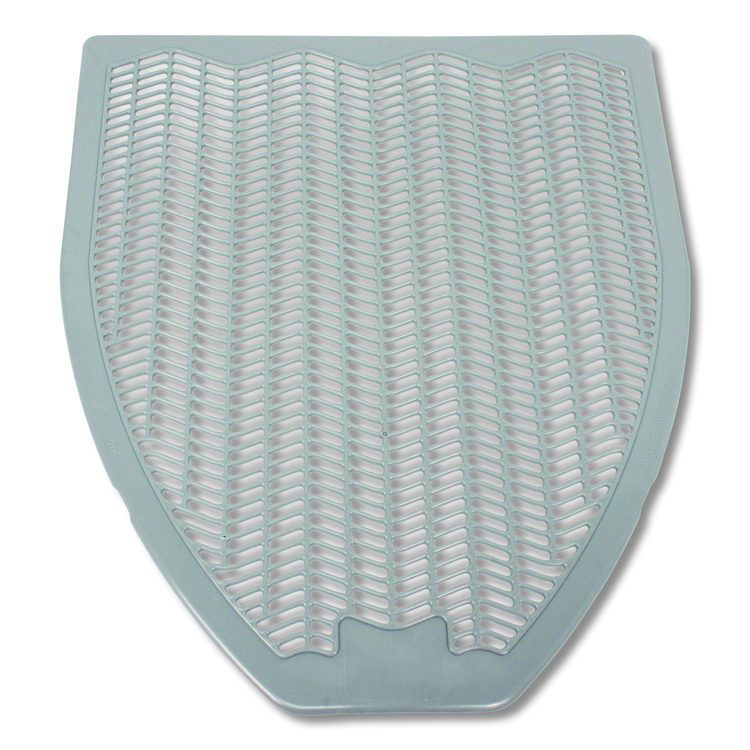 Disposable Urinal Floor Mat, Shield-Shaped, Orchard Zing Scent, Gray Non-Slip Perforated Surface, 17.5" x 20.38", 6/Carton