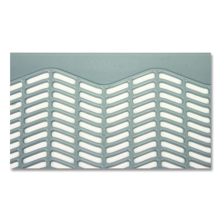 Disposable Urinal Floor Mat, Shield-Shaped, Orchard Zing Scent, Gray Non-Slip Perforated Surface, 17.5" x 20.38", 6/Carton