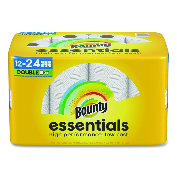 Essentials Select-A-Size Kitchen Roll Paper Towels, 2-Ply, 108 Sheets/Roll, 12 Rolls/Carton