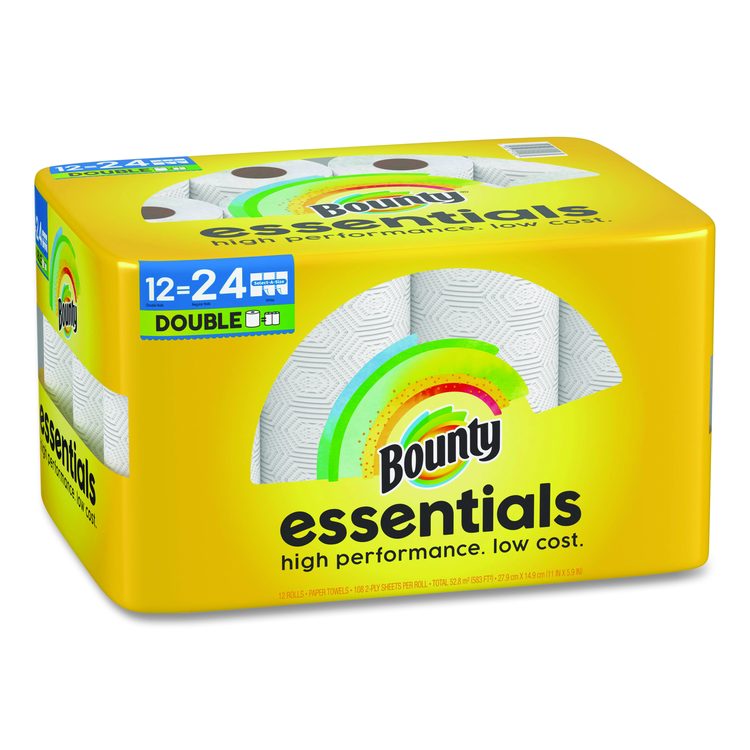 Essentials Select-A-Size Kitchen Roll Paper Towels, 2-Ply, 108 Sheets/Roll, 12 Rolls/Carton