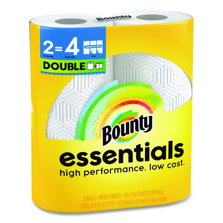 Essentials Select-A-Size Kitchen Roll Paper Towels, 2-Ply, White, 108 Sheets/Roll, 2/Pack, 8 Packs/Carton