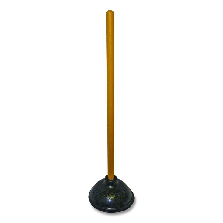 Plunger, 20" Wood Handle, 6" dia, Black