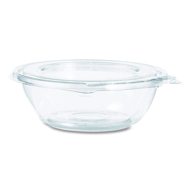 SafeSeal Tamper-Resistant, Tamper-Evident Bowls with Flat Lid, 8 oz, 5.5" Diameter x 1.7" h, Clear, Plastic, 240/Carton