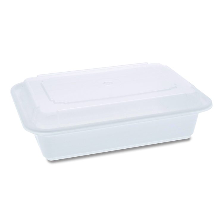 Newspring VERSAtainer Microwavable Containers, Base/Lid Combo, 8.8 x 6 x 2.5, White/Clear, Plastic, 150/Carton