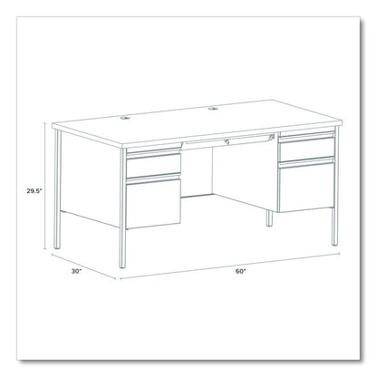 Double Pedestal Steel Desk, 60" x 30" x 29.5", Mahogany/Charcoal, Charcoal Legs