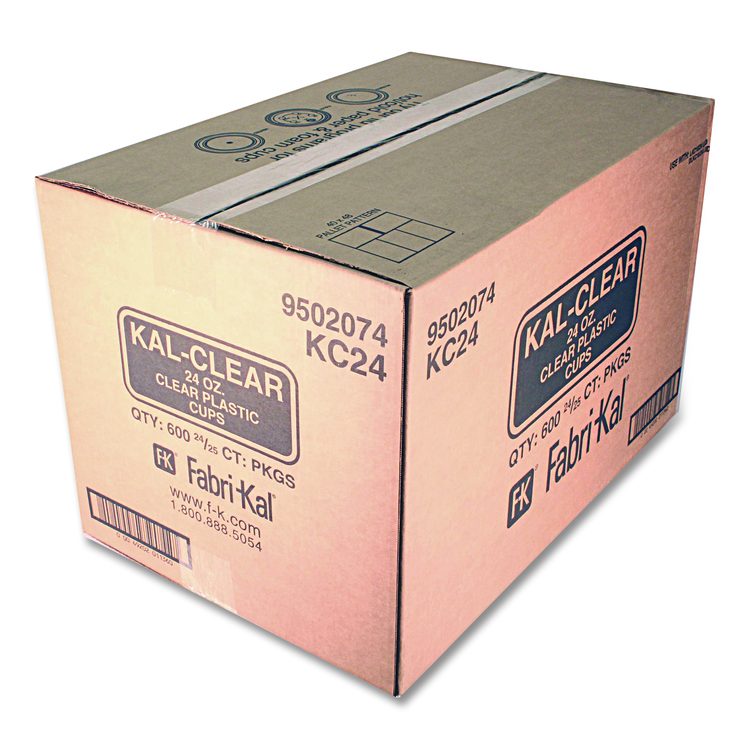 Kal-Clear PET Cold Drink Cups, 24 oz, Plastic, Clear, 25/Sleeve, 24 Sleeves/Carton