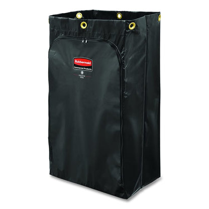 Zippered Vinyl Cleaning Cart Bag for Rubbermaid Commercial FG6173-88, 24 gal, 6.5" x 9.13" x 17.25", Black, 4/Carton