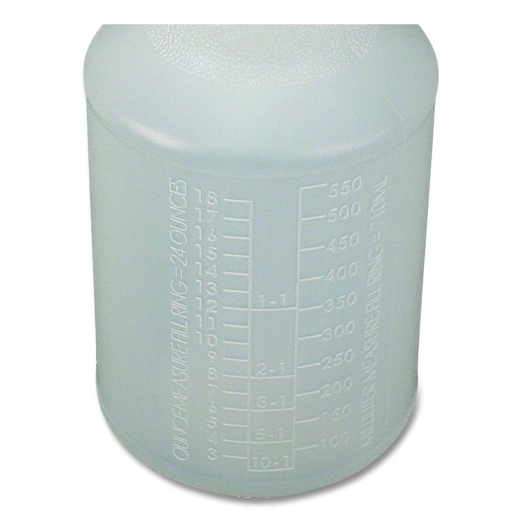 Plastic Bottles with Graduations, 24 oz, Clear, 24/Carton