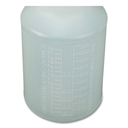 Plastic Bottles with Graduations, 24 oz, Clear, 24/Carton