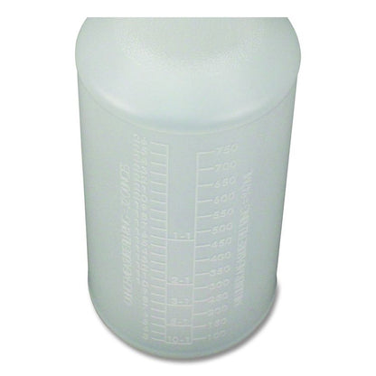 Plastic Bottles with Graduations, 32 oz, Clear, 12/Carton
