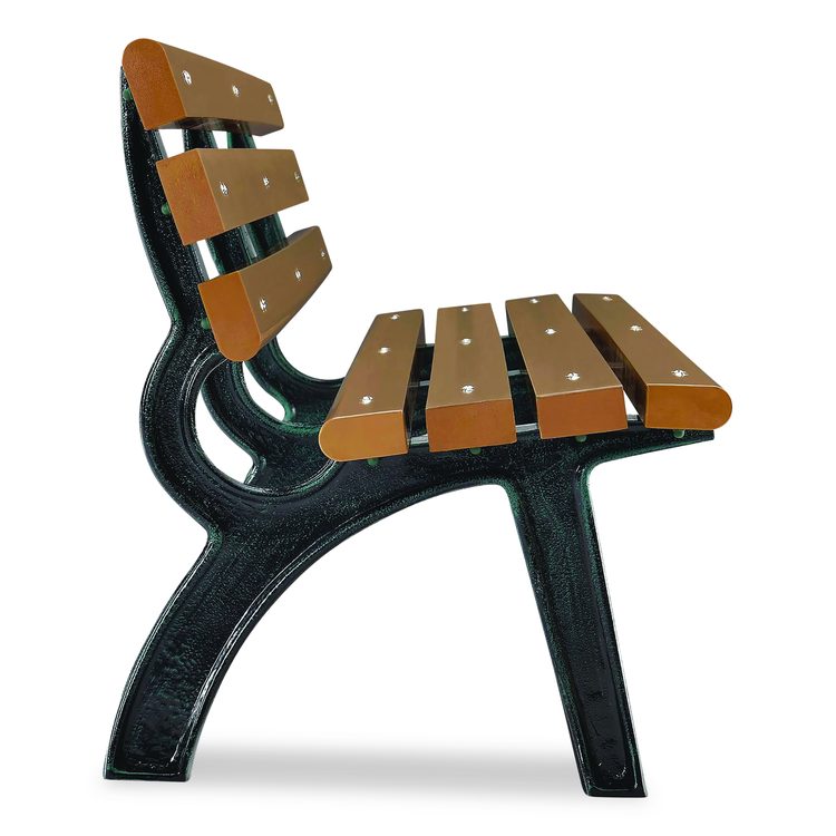 Recycled Plastic Benches with Back, 72" x 23" x 28", Tan Seat/Back, Black Base