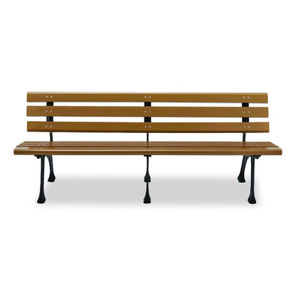 Recycled Plastic Benches with Back, 72" x 23" x 28", Tan Seat/Back, Black Base