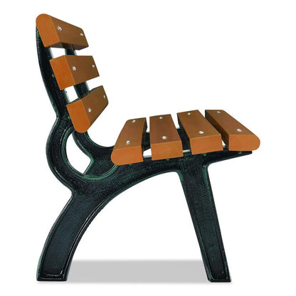 Recycled Plastic Benches with Back, 48" x 23" x 28", Tan Seat/Back, Black Base