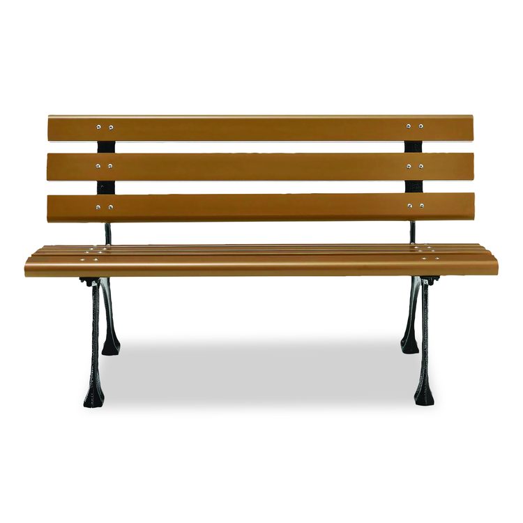 Recycled Plastic Benches with Back, 48" x 23" x 28", Tan Seat/Back, Black Base