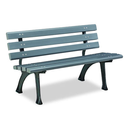 Recycled Plastic Benches with Back, 48" x 23" x 28", Gray Seat/Back, Gray Base