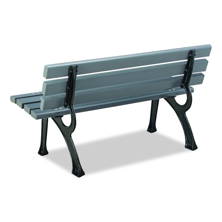 Recycled Plastic Benches with Back, 48" x 23" x 28", Gray Seat/Back, Gray Base