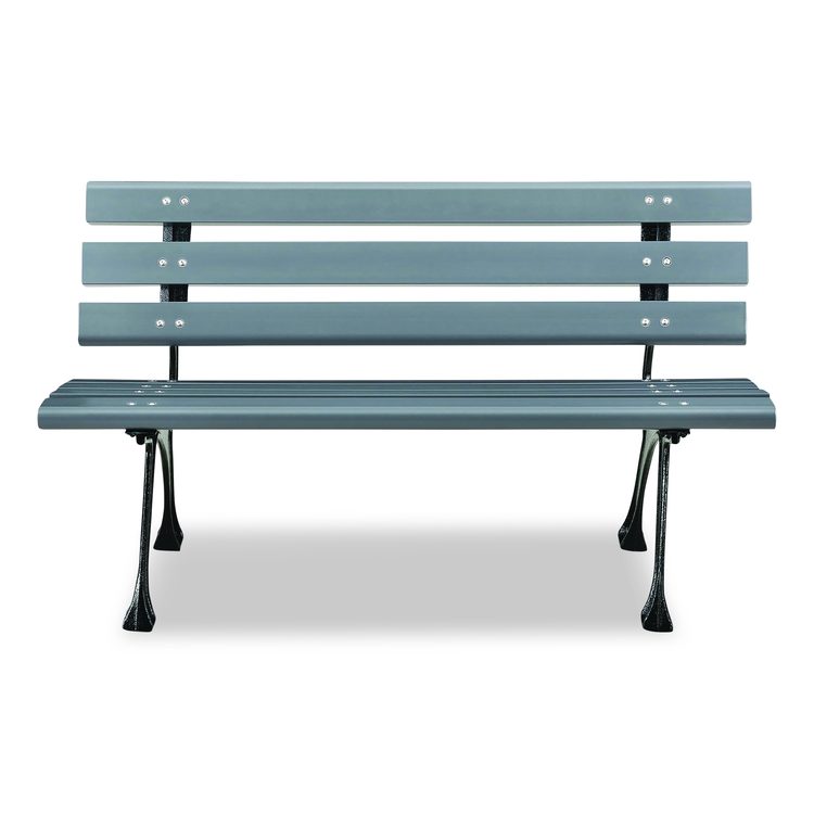Recycled Plastic Benches with Back, 48" x 23" x 28", Gray Seat/Back, Gray Base