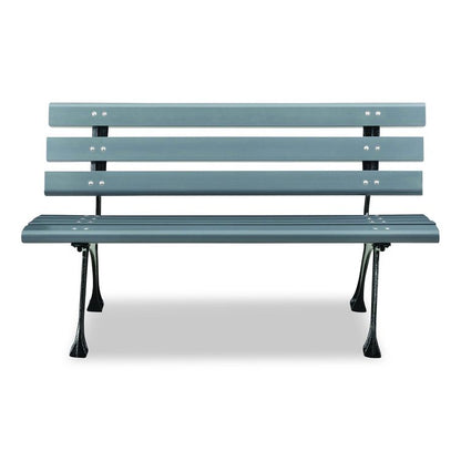 Recycled Plastic Benches with Back, 48" x 23" x 28", Gray Seat/Back, Gray Base