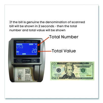 Counterfeit Detector Machine for USD, 5 Detection Methods, 4.5" x 5.5" x 3.5", Black