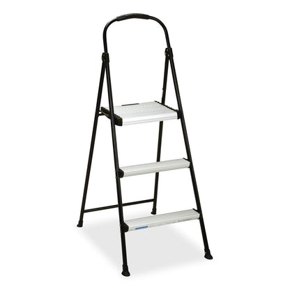 3-Step Stepstool, 250 lb, 28.75" Tall, 28.35" Spread, Black/Silver