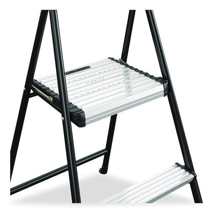 2-Step Stepstool, 250 lb Capacity, 19" Working Height, 22.5" Spread, Black/Silver