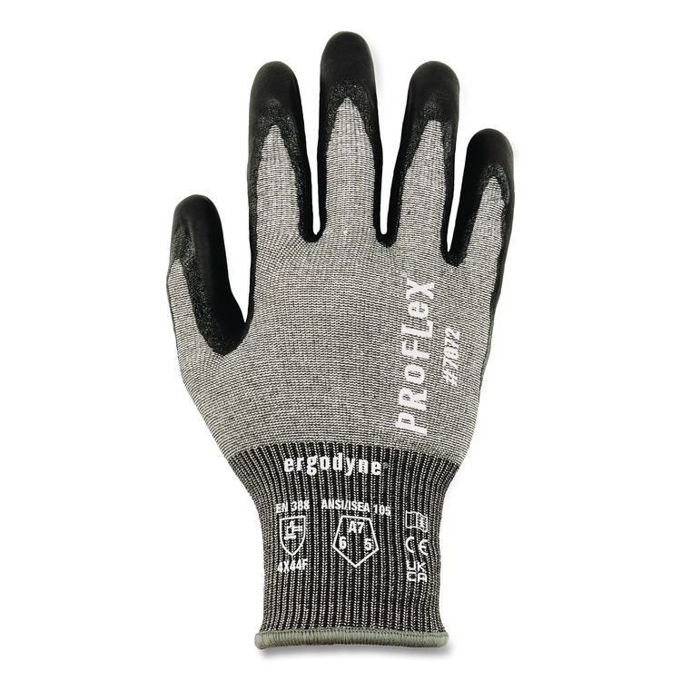 ProFlex 7072 ANSI A7 Nitrile-Coated CR Gloves, EN388: 4X44F, 7" Long, X-Small, Gray, Pair