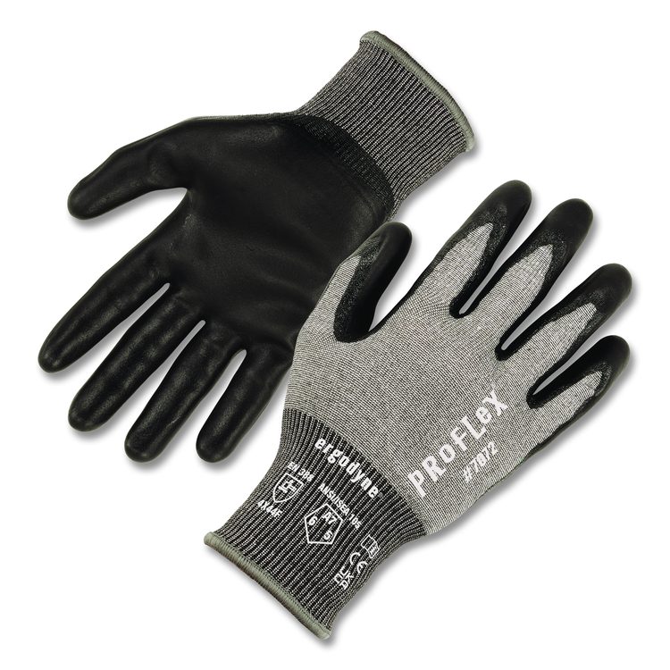 ProFlex 7072 ANSI A7 Nitrile-Coated CR Gloves, EN388: 4X44F, 7" Long, X-Small, Gray, Pair