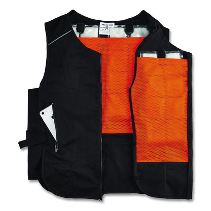 Chill-Its 6260 Lightweight Phase Change Cooling Vest with Packs, Cotton/Poly, 2X-Large/3X-Large, Black